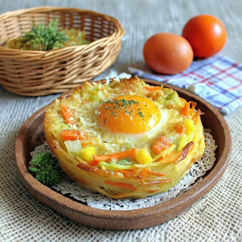 nid pommes de terre legumes oeuf au four croustillant fondant recette