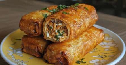 cigares poulet champignons fromage croustillants brick