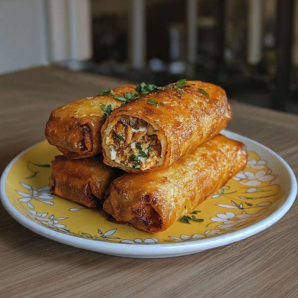 cigares poulet champignons fromage croustillants brick