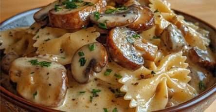 farfalles creme champignons poeles parmesan persil