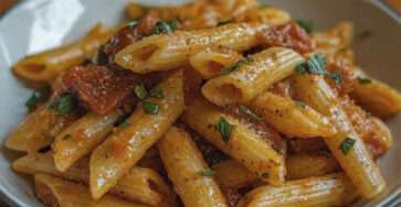 pennes rustiques saucisse tomate sauce rustique parmesan