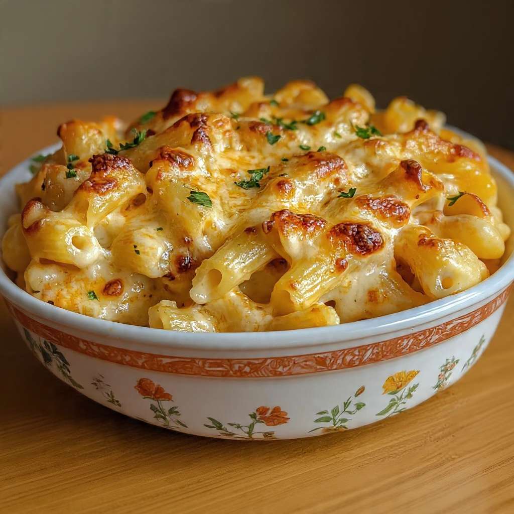 gratin de macaronis creme fromage gratine croustillant