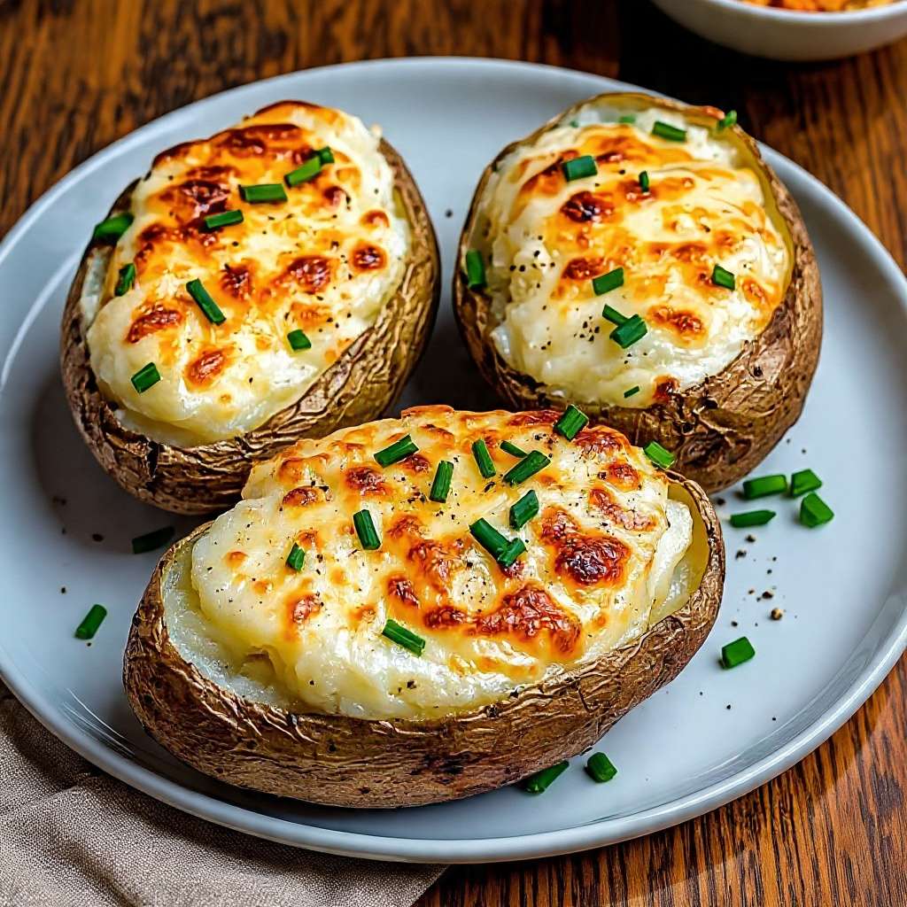 pommes de terre farcies fromage gratine croustillant