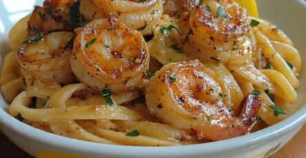 linguine crevettes ail citron persil sauce legere