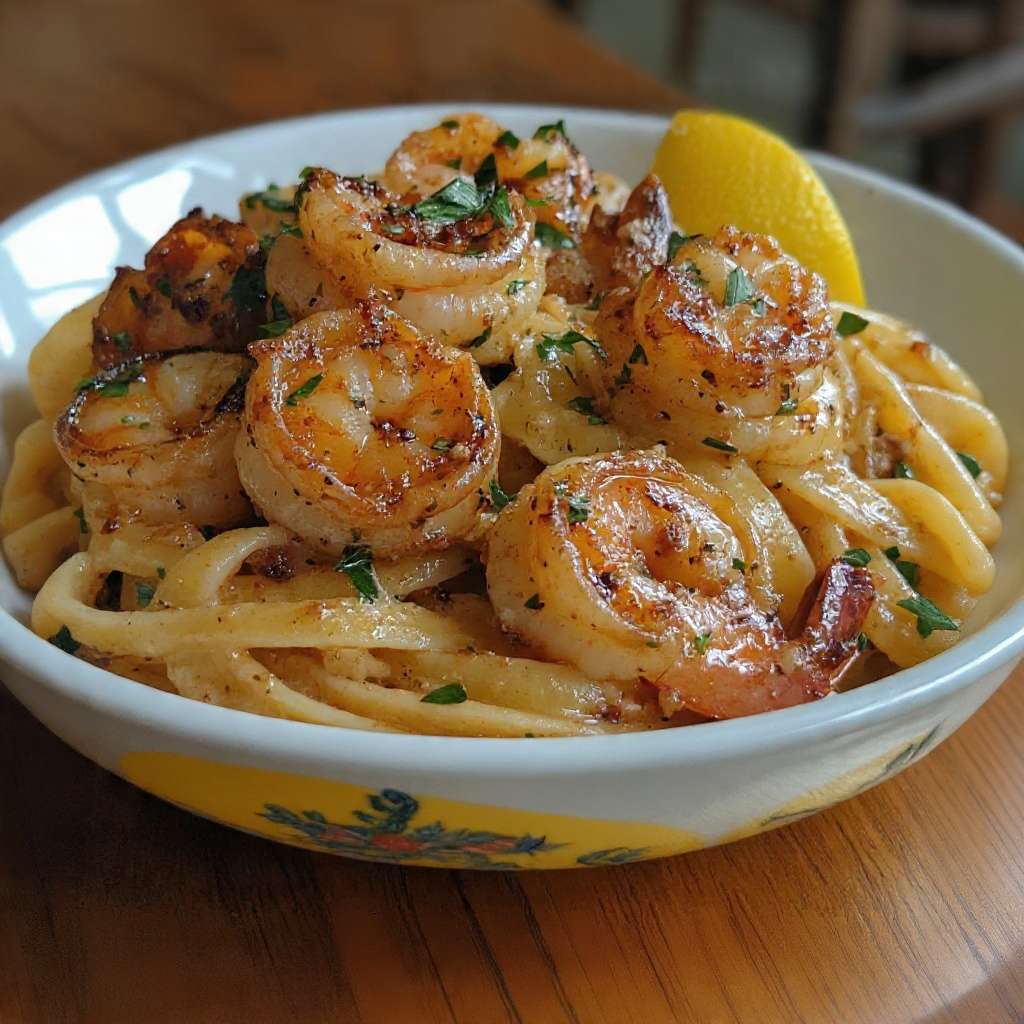 linguine crevettes ail citron persil sauce legere