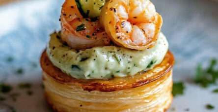 Vol-au-vent crevettes avocat concombre entree fraiche