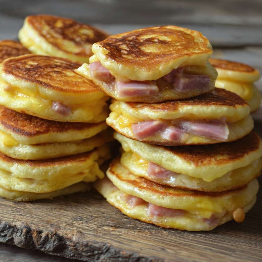 mini pancakes jambon fromage fondant aperitif