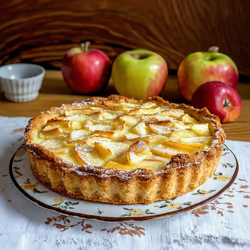Tarte aux pommes creme patissiere maison croustillante