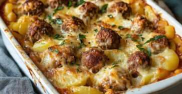 gratin pommes de terre boulettes viande fromage gratiné fondant maison