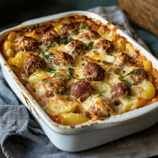 gratin pommes de terre boulettes viande fromage gratiné fondant maison