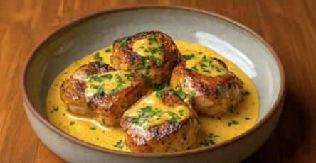 lapin à la moutarde ancienne sauce cremeuse persil fondant