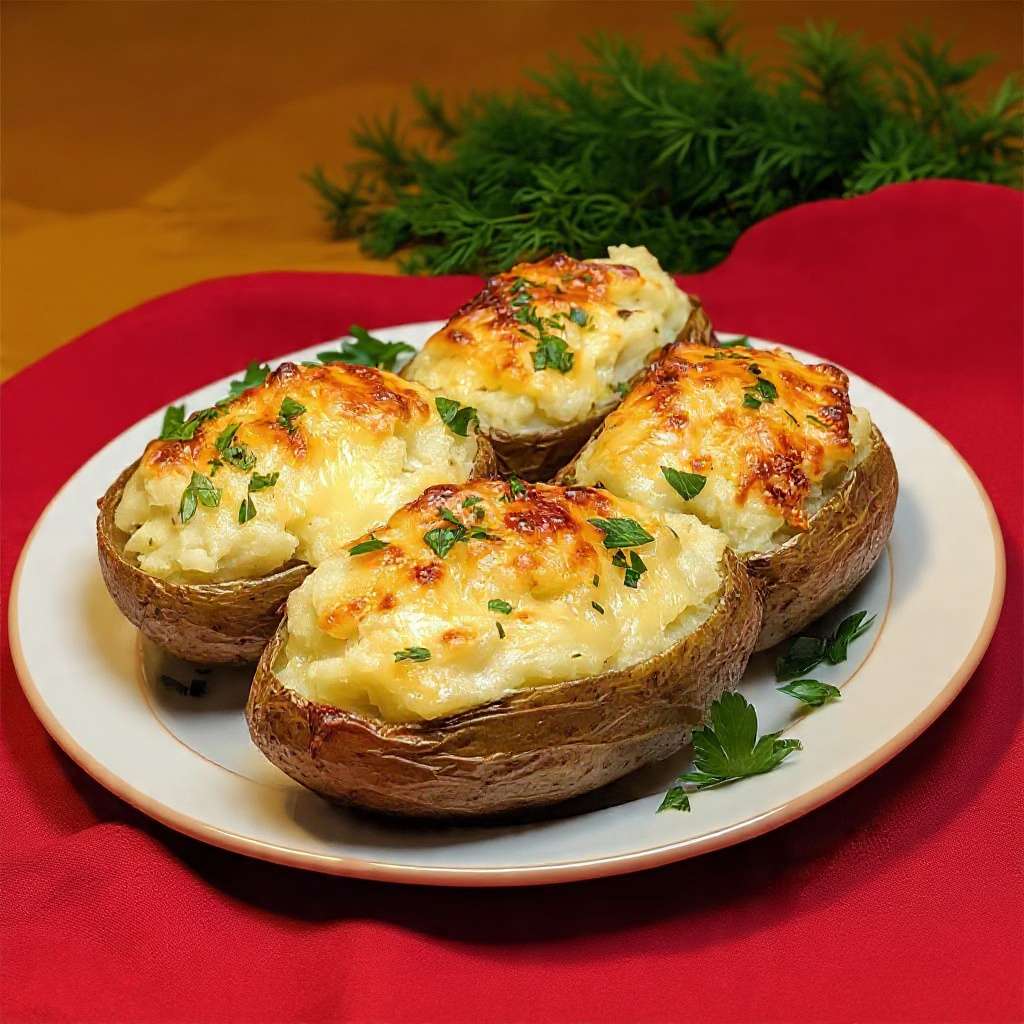 pommes de terre farcies creme fromage gratine doré fondant