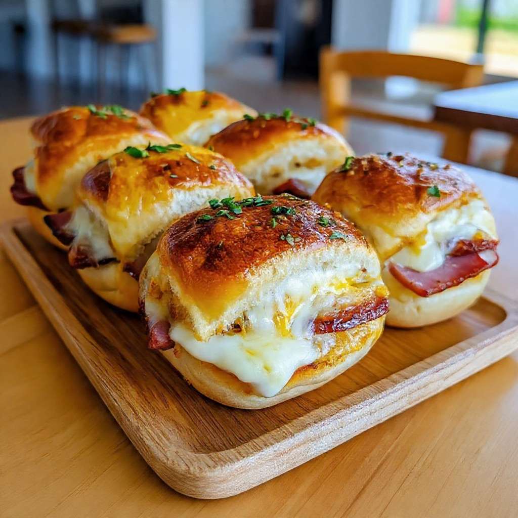mini sliders jambon fromage gratines pain brioche fondant aperitif