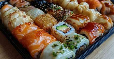 plateau sushi maison makis sashimi tempura gyoza japonais
