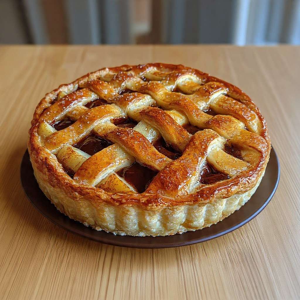 tarte feuilletée pommes caramel treillis dore croustillant maison