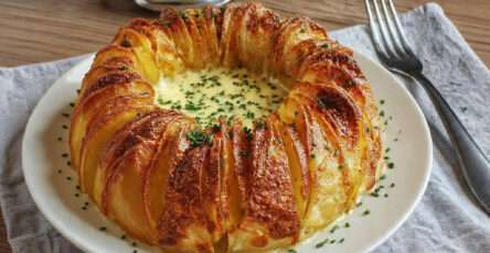 Pommes de terre accordéon fromage crème gratinée croustillant