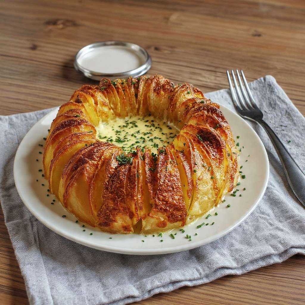 Pommes de terre accordéon fromage crème gratinée croustillant