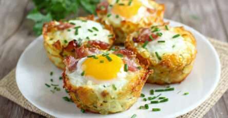 nids pommes de terre oeufs lardons fromage croustillant four