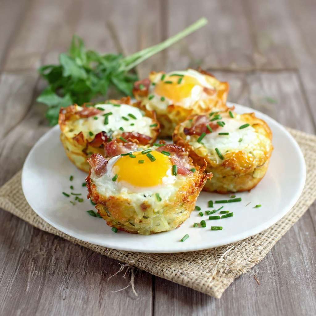 nids pommes de terre oeufs lardons fromage croustillant four