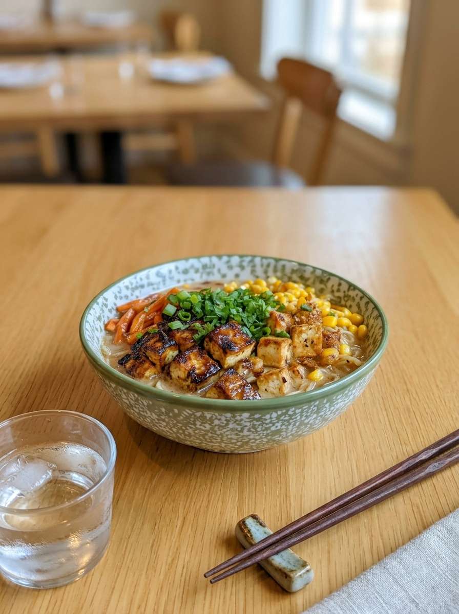 ramen tofu grillé lait coco bouillon legumes nouilles