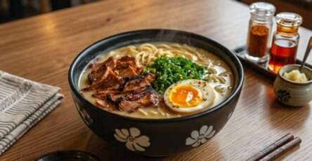 ramen porc braisé bouillon cremeux oeuf mollet nouilles