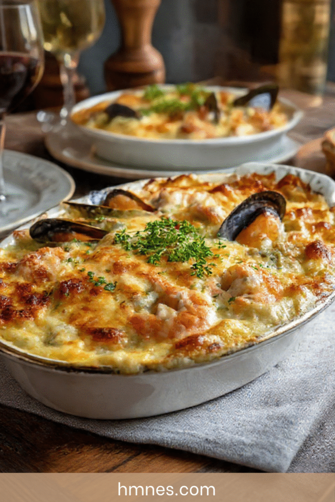 gratin fruits de mer cremeux gratine dore maison