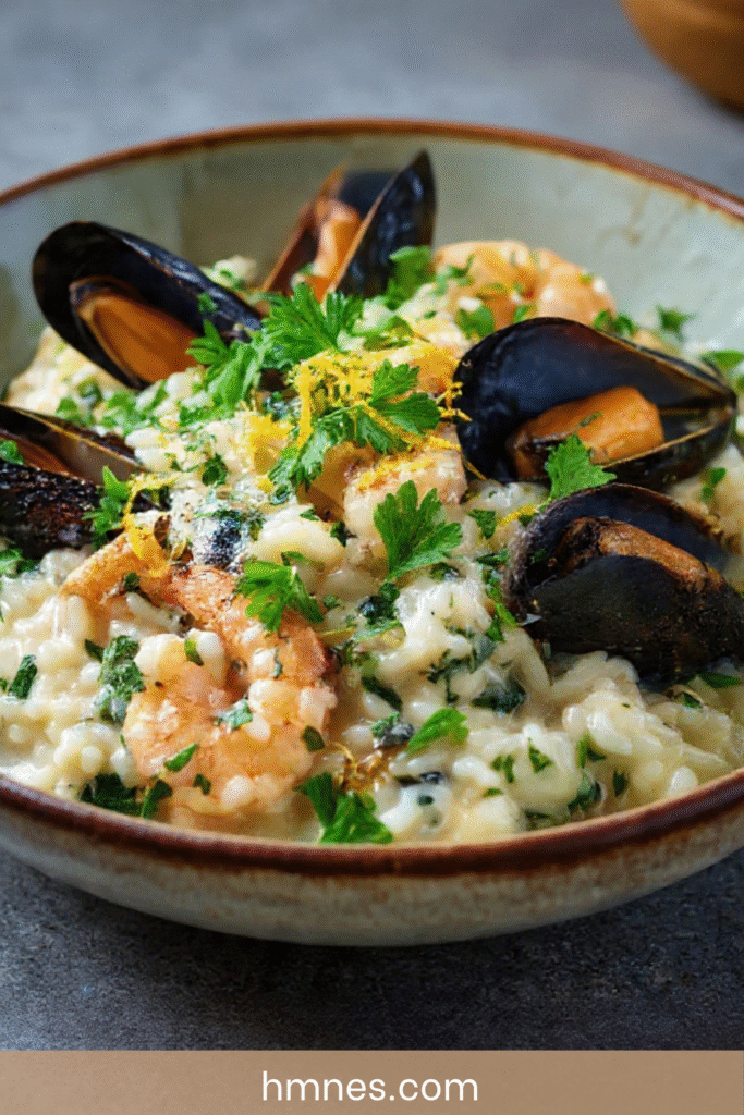 risotto fruits de mer cremeux moules crevettes maison