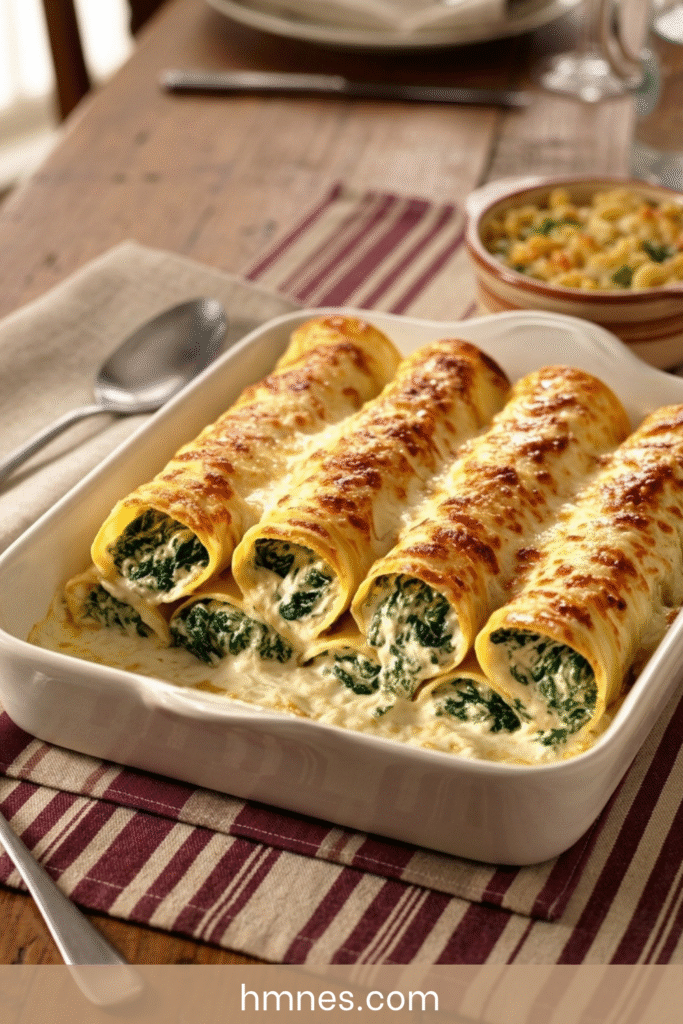 cannellonis ricotta epinards gratines sauce bechamel fromage dore