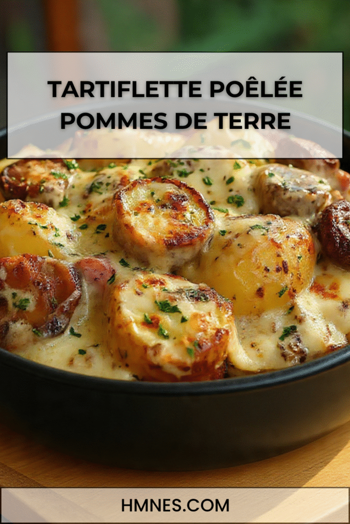 Tartiflette poêlée pommes de terre saucisse fromage creme