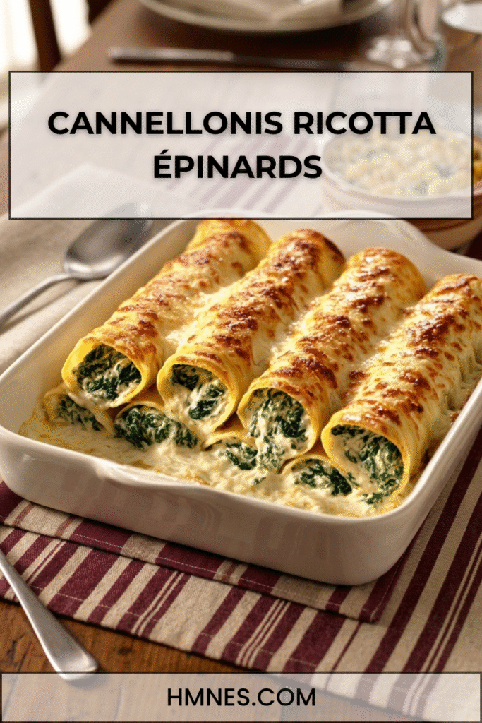 cannellonis ricotta epinards gratines sauce bechamel fromage dore