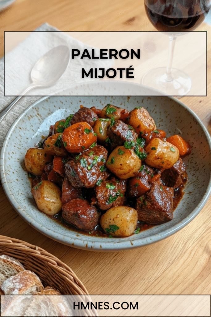 Paleron mijoté sauce brune pommes de terre carottes fondantes