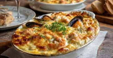 gratin fruits de mer cremeux gratine dore maison