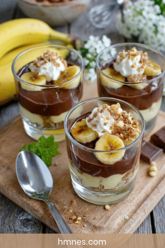 Verrine chocolat banane noisettes : dessert facile