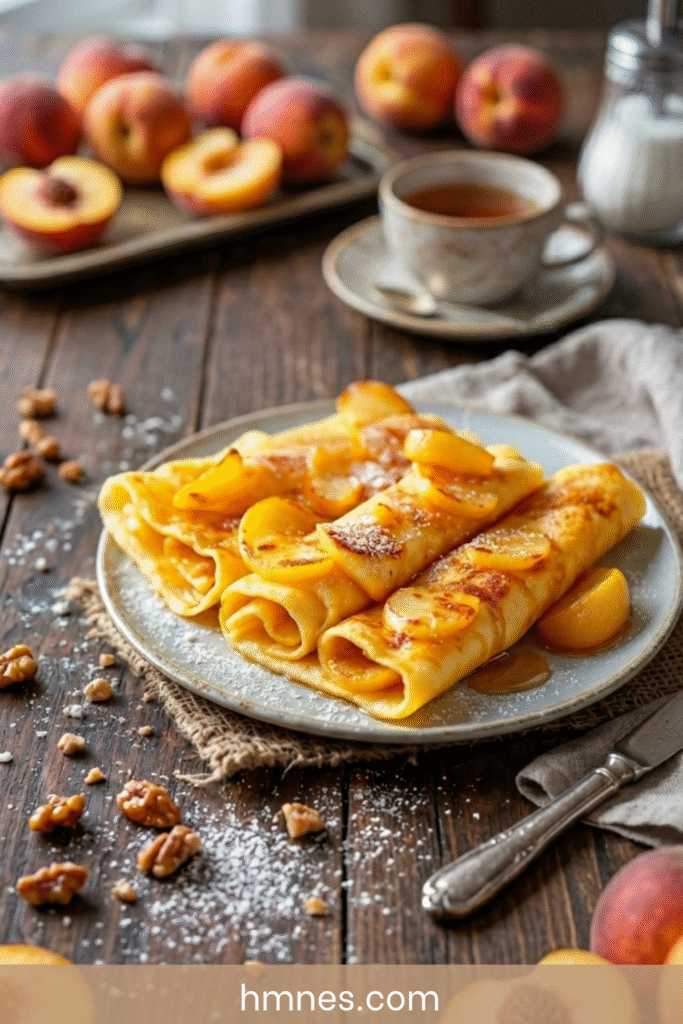 Crêpes aux pommes caramélisées maison avec miel, cannelle et pommes fondantes