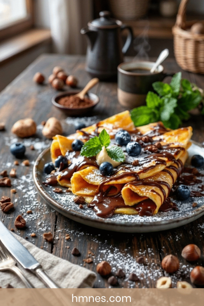 Crêpes au Nutella maison fines et moelleuses avec garniture chocolat noisette fondante