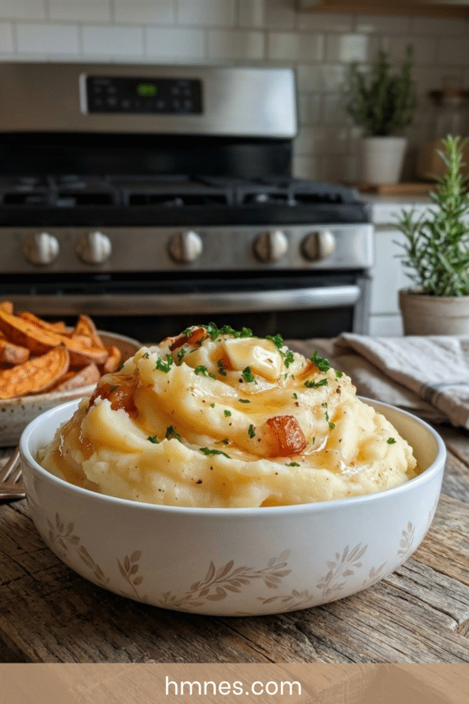pureé pommes de terre maison onctueuse beurre lardons persil