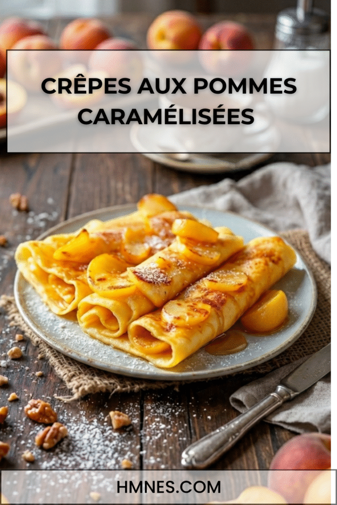Crêpes aux pommes caramélisées maison avec miel, cannelle et pommes fondantes