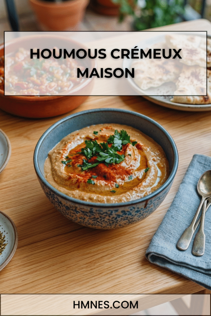 houmous crémeux maison paprika huile olive persil