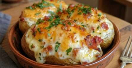 pommes de terre farcies fromage lardons gratinees croustillantes