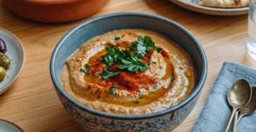 houmous crémeux maison paprika huile olive persil