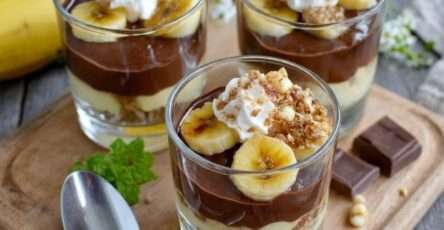 Verrine chocolat banane noisettes : dessert facile