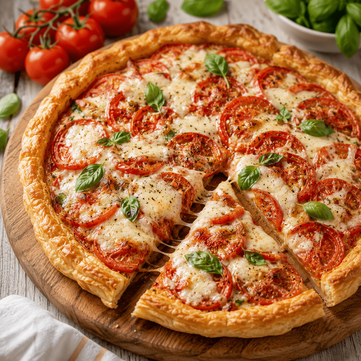 tarte tomate à la mozzarella croustillante et fondante