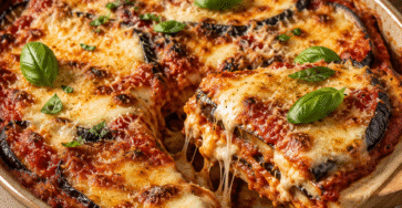 Aubergines gratinées à la sauce tomate et mozzarella fondante
