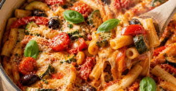 One-pot pasta méditerranéen crémeux aux légumes d’été