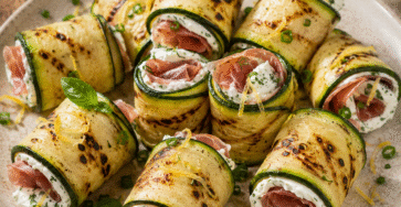 Roulés courgettes grillées garnis de fromage frais