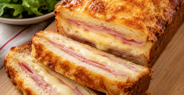 Croque cake au jambon et fromage fondant