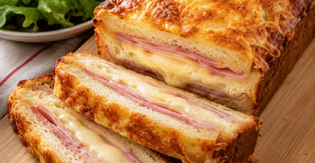 Croque cake au jambon et fromage fondant