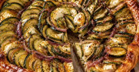 Tarte tatin de courgettes au chèvre et pâte feuilletée