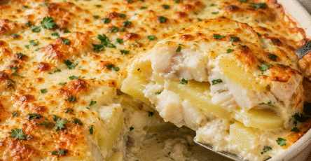 Préparez un gratin poisson aux pommes de terre, crémeux et facile, avec une recette familiale détaillée, parfaite pour un dîner généreux cuit au four.