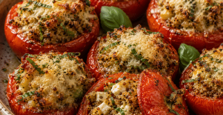 Tomates farcies au chèvre et au quinoa gratinées